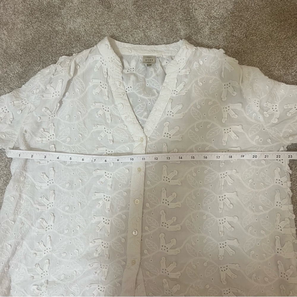 Anthropologie Seen Worn Kept Women's 6 White Peasant Top Cottagecore Prairiecore - Picture 9 of 11